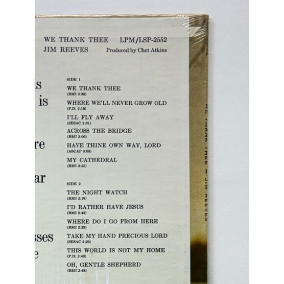 Jim Reeves We Thank Thee Country Vinyl LP in Shrink RCA Living Stereo - Picture 6 of 6